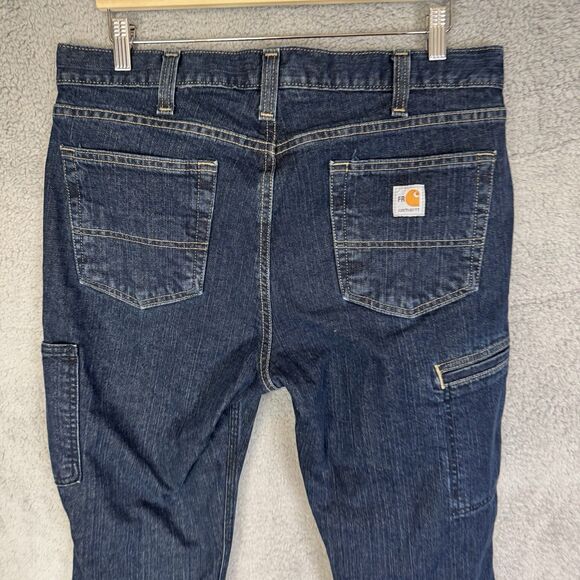 Carhartt FR Flame Resistant Jeans Mens 35x29 Relaxed Fit Blue Demin Work Pants - Picture 8 of 11